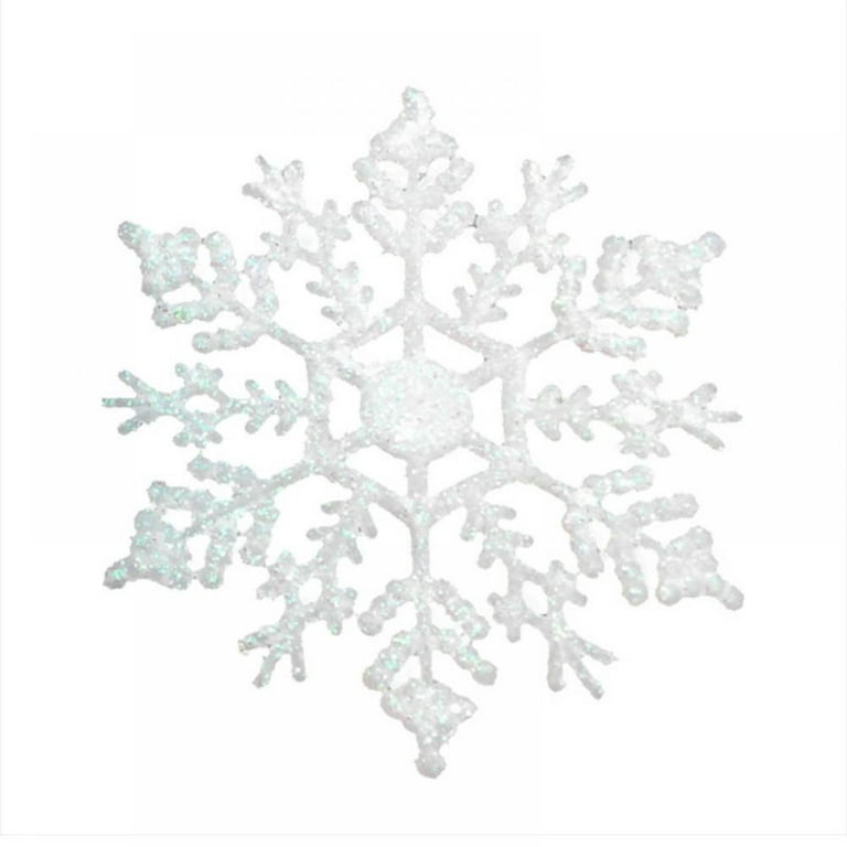  Mini 3inch Plastic Snowflake Ornaments, tiny 24pcs Sparkling  White Iridescent Glitter Snowflake Ornaments on String Hanger for  Decorating, Crafting,wedding and Embellishing(3inch, white) : Home & Kitchen