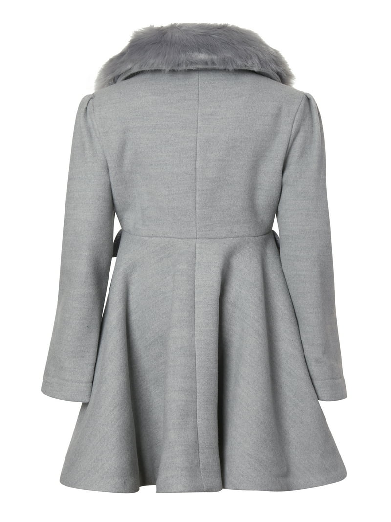 Cremson Girl Wool Princess Dress Coat Jacket Faux Fur Collar