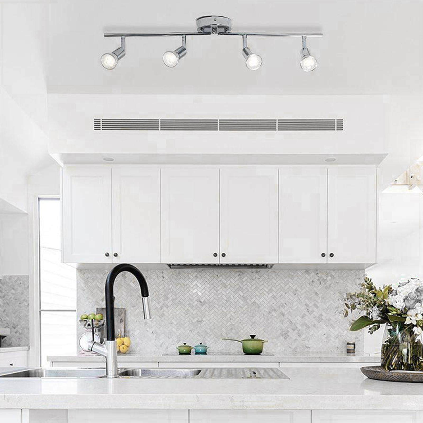 Modern 4 Way Kitchen Ceiling Spotlight Bar White GU10 Bulbs 