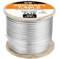 thumbnail image 2 of 7 x 19 Galvanized Steel Aircraft Cable Wire - 3/8" - 250' Reel - 14,400 lb Break Strength Rope for Pulley System or Winch Loop - Marine Wire, Cable/Deck Railing, Fencing, Zipline - Xpose Safety, 2 of 6