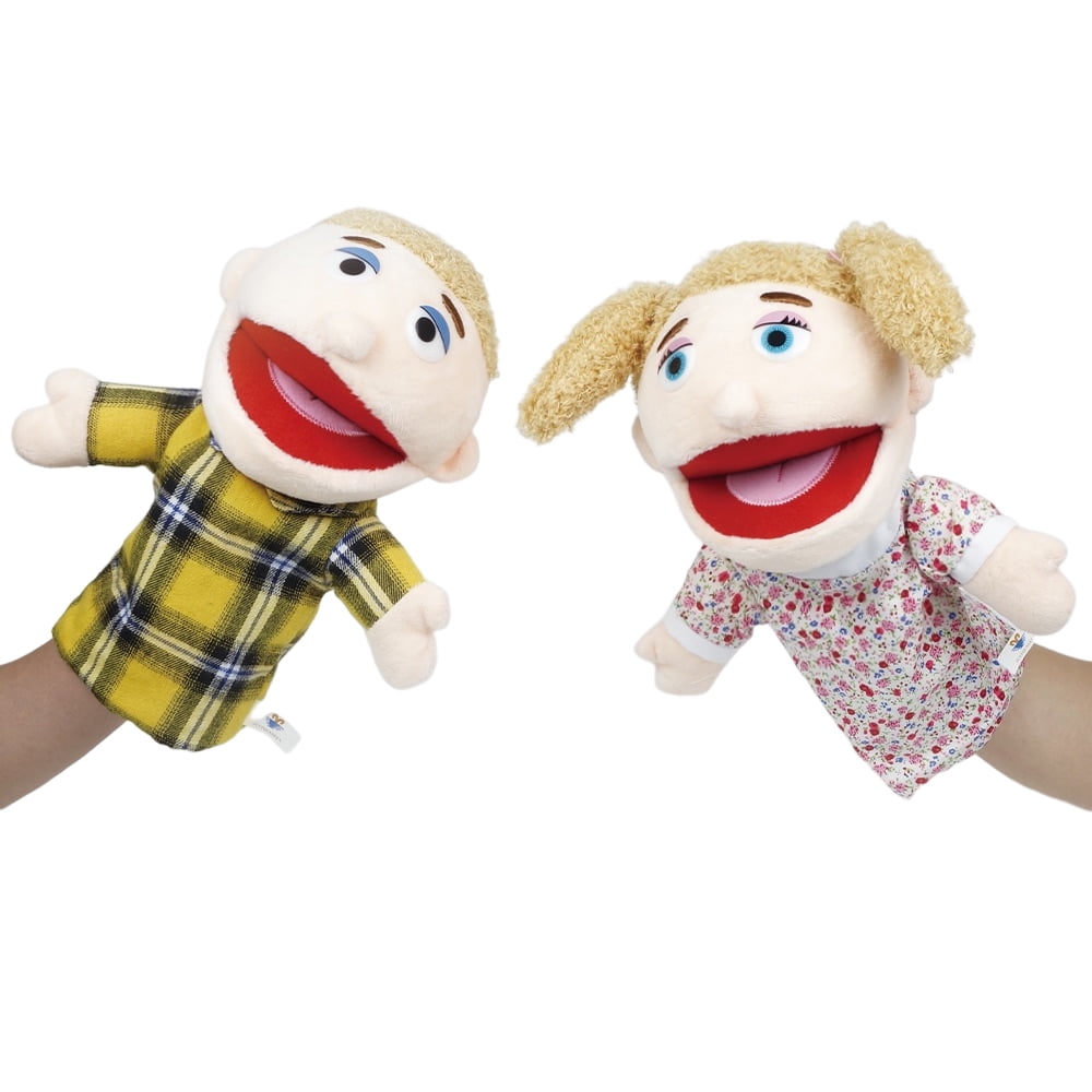 Family Hand Puppets 12 Inch Grandparents, Mom & Dad, Brother & Sister Plush Hand Puppet Toys