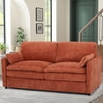thumbnail image 2 of FamiTOP 69" Comfortable 2 Seater Sofa w/Thick Seat & Backrest Cushion, Chenille Modern Couch with Soft Pillows, Upholstered Loveseat Sofa w/Sturdy Frame for Bedroom, Office, Living Room, Orange, 2 of 7