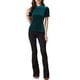 thumbnail image 2 of Camisa con cuello rizado Inspire Chic para mujer, blusa de terciopelo de manga corta, 3XL, azul verde, 2 of 6