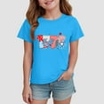 thumbnail image 2 of TOWED22 Girls July 4th Tops Patriotic Shirt American Flag Short Sleeve Tshirts for Girl(Blue,3-4 Y), 2 of 4