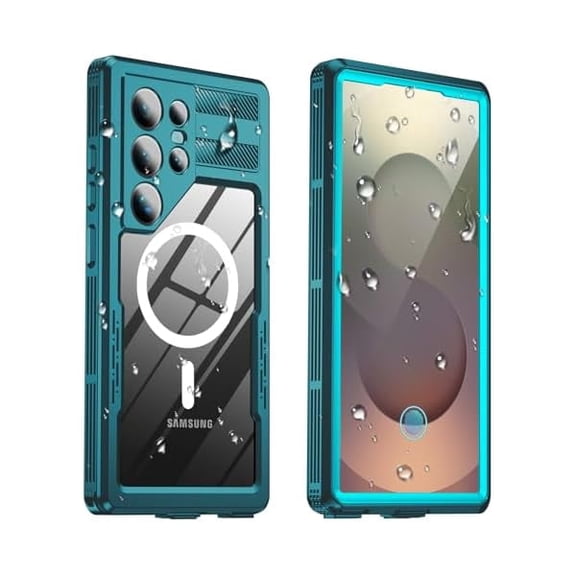 LinQingQ IP68 Waterproof Case for S25 Ultra 6.9 Inch Magnetic Heavy Duty Military Grade Rugged Built-in Screen Protector Shockproof Dustproof Full Body Phone Cover Teal