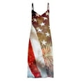 thumbnail image 4 of USSUMA Dress for Women Wedding Guest, 4th of July Dress Women Casual Star Stripe Print Maxi Long Party Sundress Loose Sleeveless V Neck T Shirt Dresses, 4 of 5