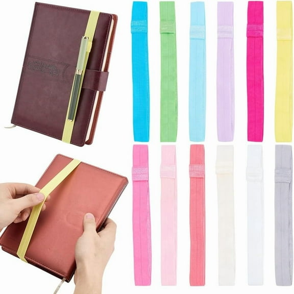 12 Colors Elastic Planner Bands Elastic Bookmarks Elastics Rope Bands Book Strap Notebook Stretchy Band with Pen Holder Loop for DIY handcrafting