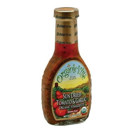- Organic Ville Sun Dried Organic Vinaigrette - Tomato And Garlic - Pack of 6 - 8 Fl Oz.