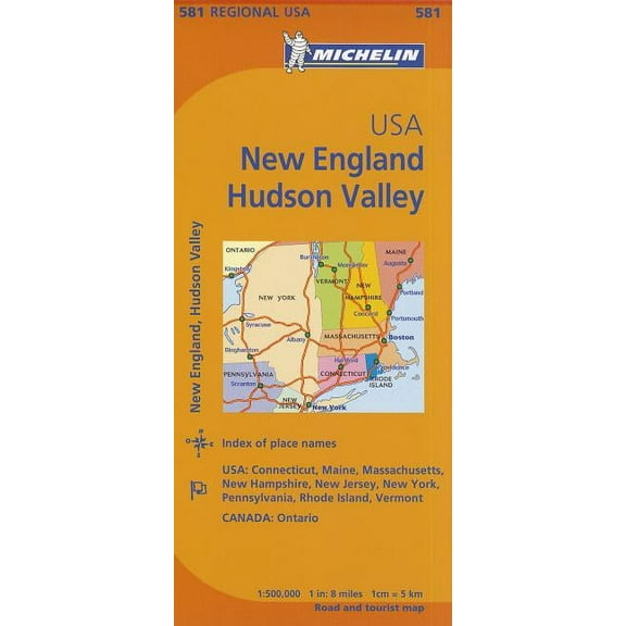 Michelin usa: new england, hudson valley map 581 - folded map: 9782067175211