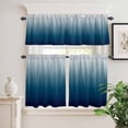 thumbnail image 2 of 3 Piece Kitchen Curtains and Valances Set Navy Blue Ombre Cafe Curtains 24 Inch Length Contemporary Gradient Abstract Art Valance & Tier Curtain for Living Room Bedroom Small Window 54"x18"+27"x24"*2, 2 of 6