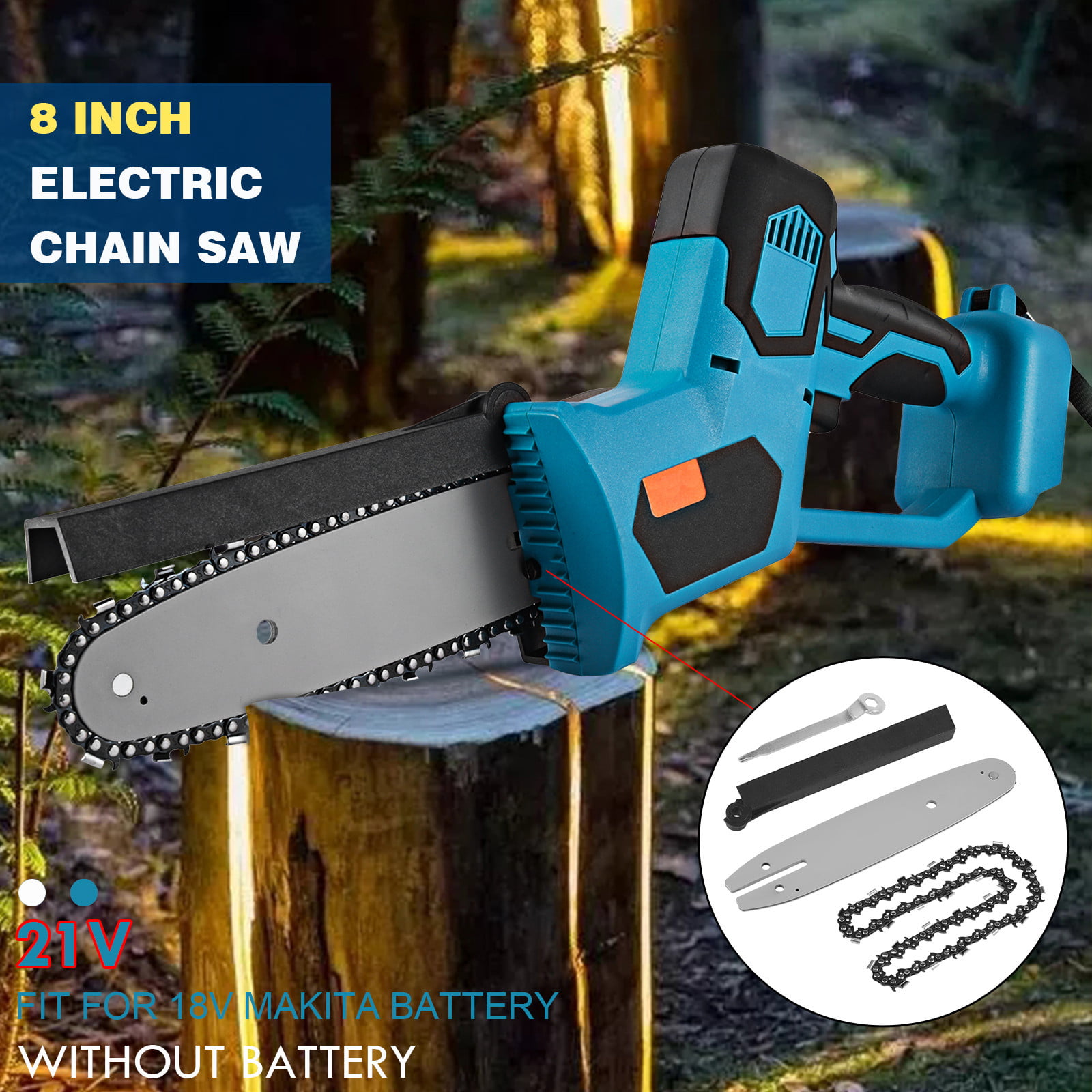 1200W 8inch 18V Electric Cordless Chainsaw Chain Saw Kit for Makita Battery 