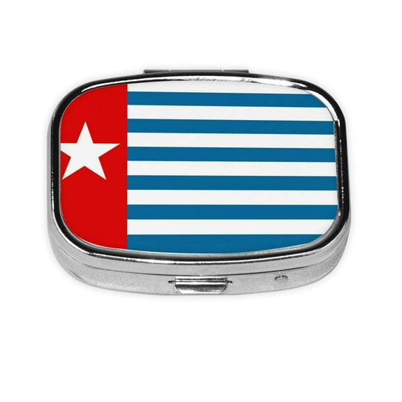 West Papua National Flag Small Pill Case For Pockets & Purses 2 Compartment Travel Medicine Organizer