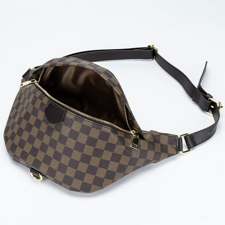 LUXUR Woman Man Fashion Checkered Crossbody Waist Bag Sling Pack