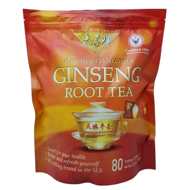 Prince of Peace American Wisconsin Ginseng Root Tea 80 Tea Bags Net 5.1