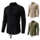 thumbnail image 4 of pstuiky camisa de manga larga para hombre, Top informal de manga larga con cuello alto y botones con cordón para hombre, de color liso y moderno camisetas de hombre xxl, 4 of 8