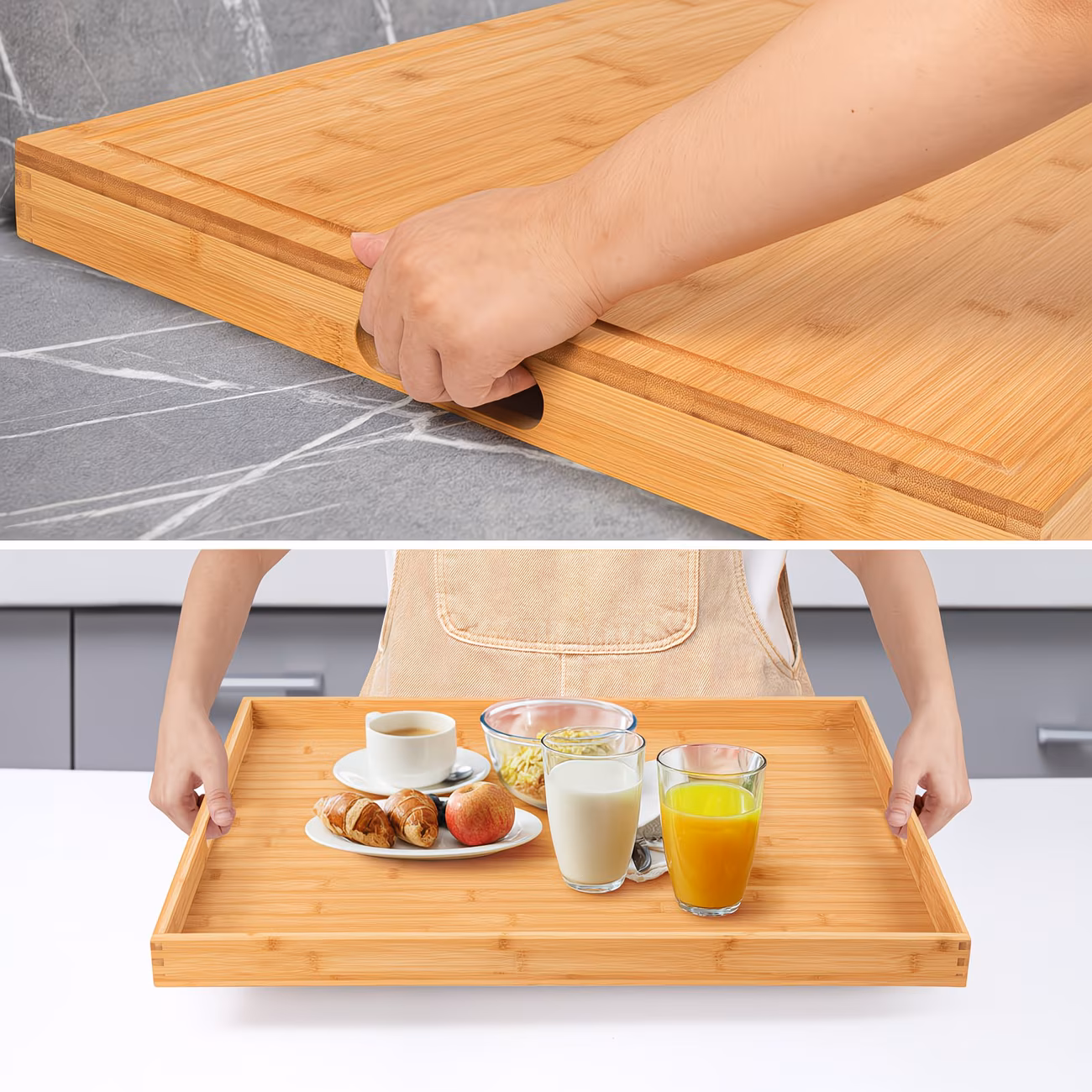 Bamboo Stove Top Cover – Noodle Board for Gas & Electric Stovetop – Extra Counter Space Board with Handle Grooves – Multipurpose Sink Cover & Light Cutting Board