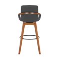 thumbnail image 3 of 30" Luxurious Grey Faux and Walnut Wood Swivel Bar Stool, 3 of 9