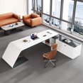 thumbnail image 4 of Monitor Stands Office Desk Wood L Shaped Storage Workbench Corner Writing Desk Table Organizer Bureau Meuble Desk Accessories My Lux Decor Round, 4 of 8