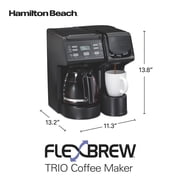 Hamilton Beach FlexBrew Coffee Maker, K Cup Pod Compatible Single Serve Coffee Maker & 12-Cup Coffee Pot, Black