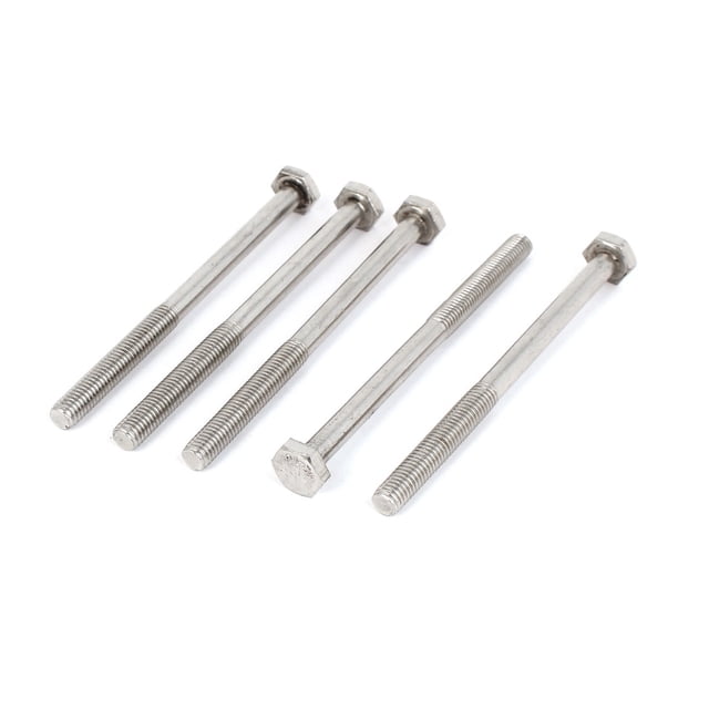 Unique Bargains M8x110mm Hex Head Metal Screw Threaded Bolt 5pcs