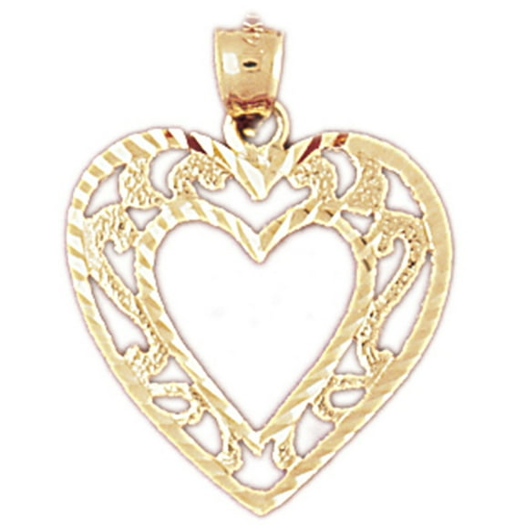 14K Yellow Gold Heart Pendant - 25 mm