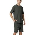 thumbnail image 3 of LANBAOSI Mens Pajama Set Summer Ribbed Knit Lounge Short Set 2-Piece Breathable Soft Sleepwear Set Size L, 3 of 7
