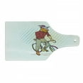 thumbnail image 1 of Retro Cutting Board, Hipster Goat on Bicycle Fashion Model Horns Hooves Teenager Boy Colorful Art, Decorative Tempered Glass Cutting and Serving Board, Wine Bottle Shape, Multicolor, by Ambesonne, 1 of 1