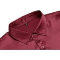 thumbnail image 5 of Mens Silk Shirts Long Sleeve-Luxury Shiny Silk Satin Party Dress Shirt Button Up Casual Muscle Fit for Men(Wine Red,XL), 5 of 5