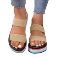 thumbnail image 2 of oqasdz Women's Sandals Ladies Fashion Solid Color Beach Shoes Nesh Elastic Band Wedge Sandals Trendy Versatile Casual Outdoor, 2 of 7
