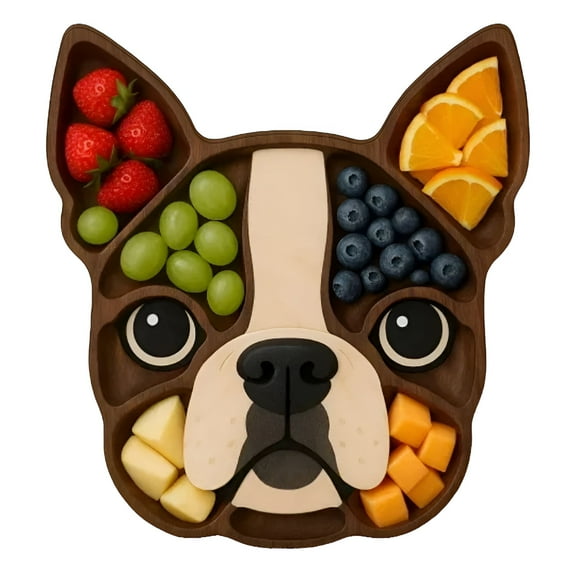 ACDANC French Bulldog Shaped Wooden Charcuterie Board Tray,Solid Wood Serving Platter for Cheese Meat Fruit Display,Unique Dog Theme Entertaining Gift for Parties,Kitchen Decor Accessory