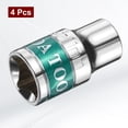 thumbnail image 3 of Uxcell 4pcs 1/2" Drive 6 Points Socket 11mm CR-V Metric Shallow Socket, Silver Green, 3 of 7