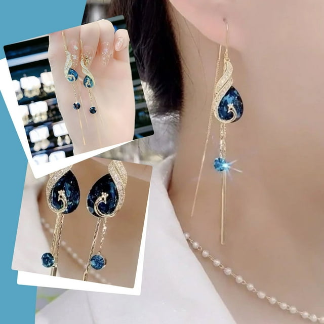 Pendientes Vintage Xihbxyly Temperamento Avanzado Perlas Pavo Real