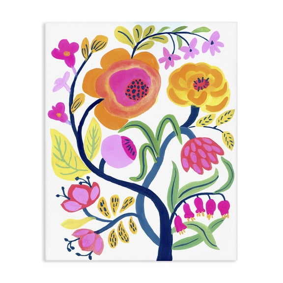 Stupell Industries Eclectic Blue Tree with Warm Flowers Canvas Art, 16 x 20, by Suzanne Allard