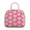 thumbnail image 2 of Farm Animal Pig Lunch Tote for Women, Cute Cartoon Watercolor Design with Floral Abstract Pattern, Reusable Insulated Cooler Bag for Office, Picnic, Travel, or School Use, 2 of 7