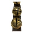 thumbnail image 3 of Pinnacle Peak Trading Company Dark Brown 6 Solid Brass Bells Natural Leather Sleigh Bell Door Hanger Made USA, 3 of 6