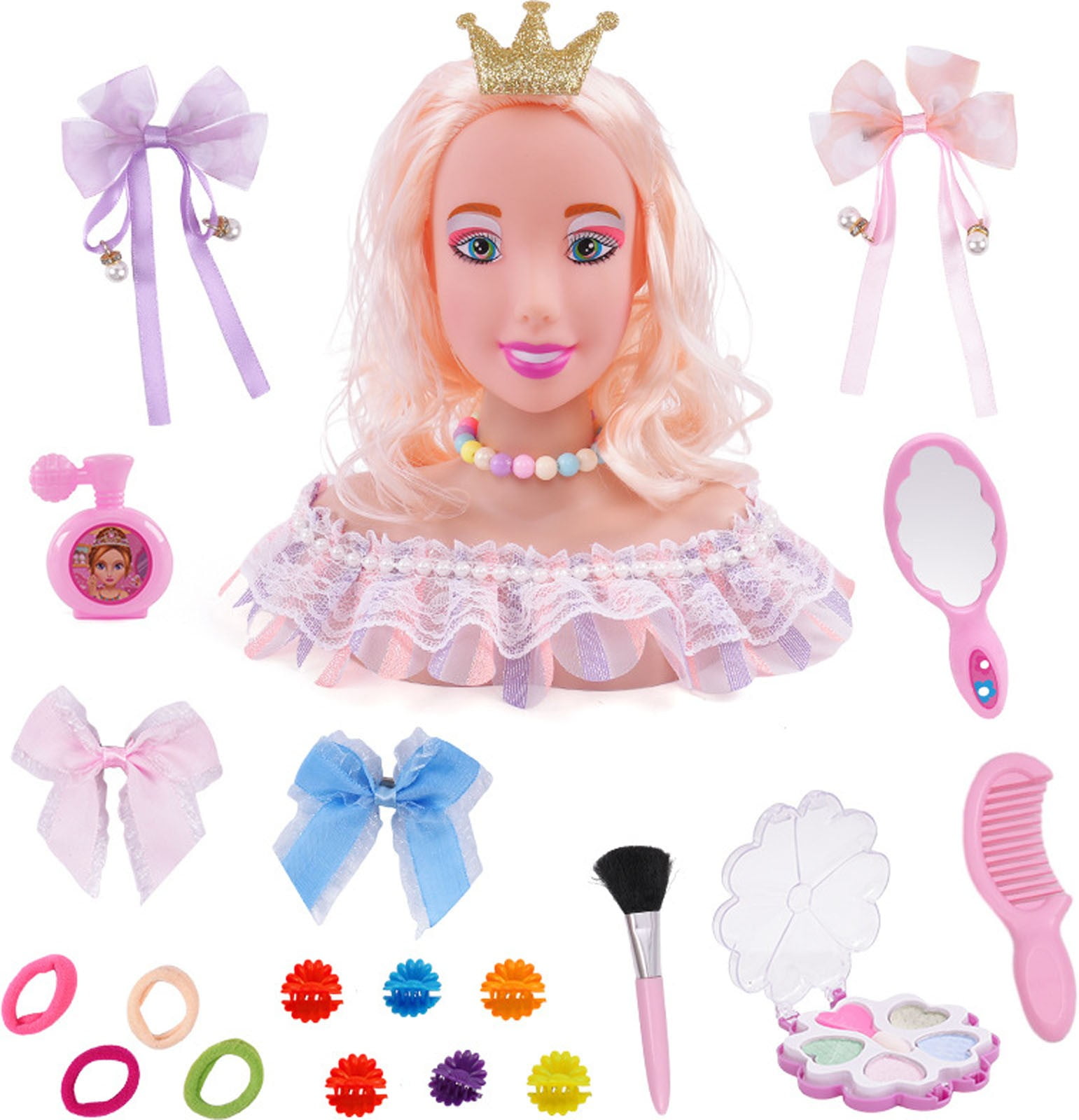 Juego De Peluquería Y Maquillaje De 52 Piezas, Cabeza De Muñeca Con Accesorios, Para Niñas De 3 A 6 Años