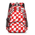 thumbnail image 2 of Red and White Wavy Checkered Pattern Backpack for School, Cute School Bag with Adjustable Shoulder Straps and Padded Back, 16.9"x12.6"x5.9", 2 of 5