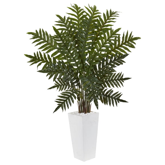 4.5’ Evergreen Artificial Plant in White Tower Planter