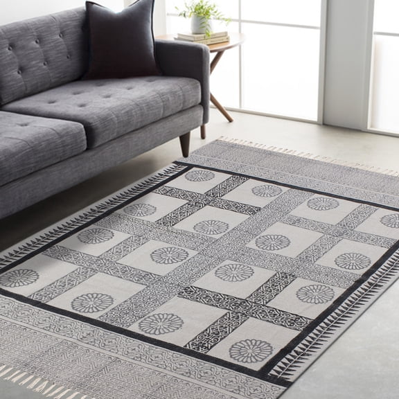 Casavani Indian Handmade Dining Room Area Rug,Gray 2x3 feet