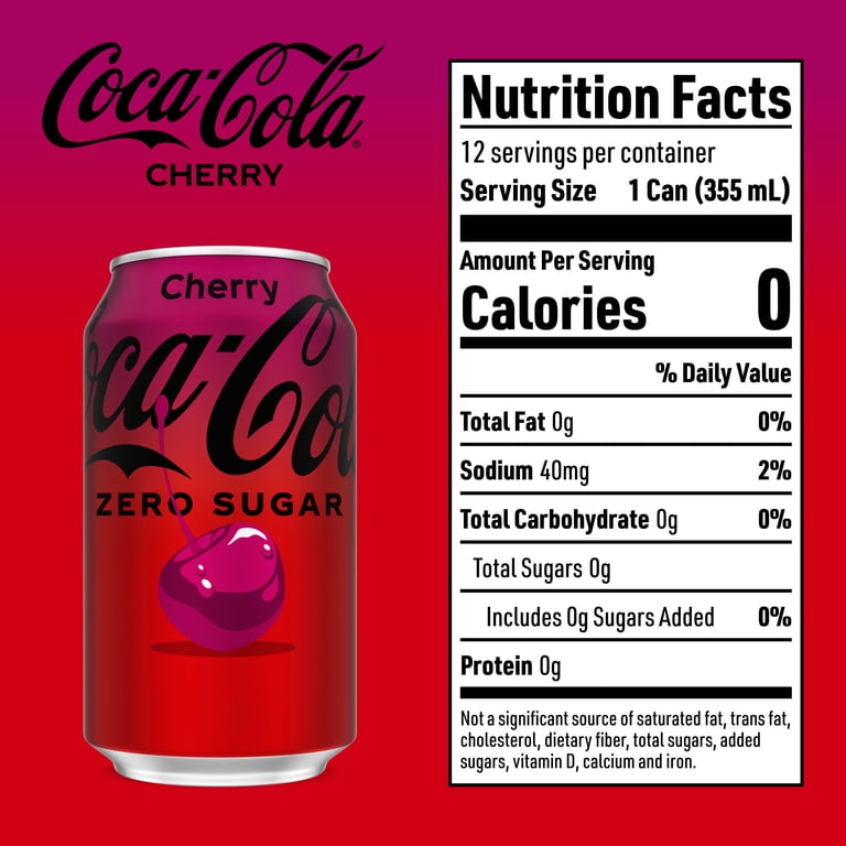 Coca-Cola Zero Sugar Cherry COKE, Sparkling Soda Pop, 12 Pack Cans