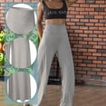 thumbnail image 4 of Pantalones de salón elásticos de pierna ancha para mujer, pantalones palazzo casuales y cómodos de cintura alta, 4 of 5
