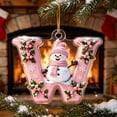 thumbnail image 4 of Acrylic Letter Christmas Ornament Pink Snowman Monogram Hanging Decoration with Initial for Xmas Tree Gift for Friends (3.15In), 4 of 7