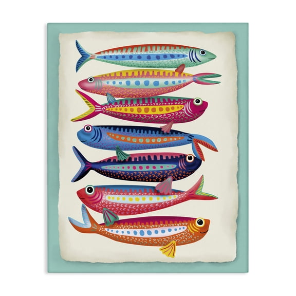 Stupell Industries Eclectic Multi Hued Sardines Canvas Art, 16 x 20, by Darlene Seale