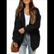 thumbnail image 3 of Chaqueta de Punto Extragrande de Larga con Abertura Frontal y Bolsillos para Mujer, Estilo 2025 Negro XXL, 3 of 8