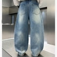 thumbnail image 5 of Boys Distressed Denim Pants Loose Fit Straight Leg Splatter Wide Leg Casual Trousers For Teen Youth, 5 of 8