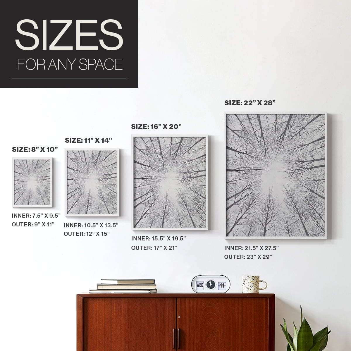 Deciduous Canopy II Framed Print in White Solid Wood Framed Print No Nail Hanging