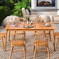 thumbnail image 4 of Gymax 6-Person Outdoor Acacia Wood Dining Table w/ 1.96'' Umbrella Hole Rectangular, 4 of 10