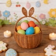 thumbnail image 5 of Kbndieu Imitation Rattan Easter Basket with Handles, Bunny Easter Baskets with Cute Rabbit Ears, Easter Egg Hunt Bucket for Picnic Wedding Easter Decorations Gifts, 5 of 6