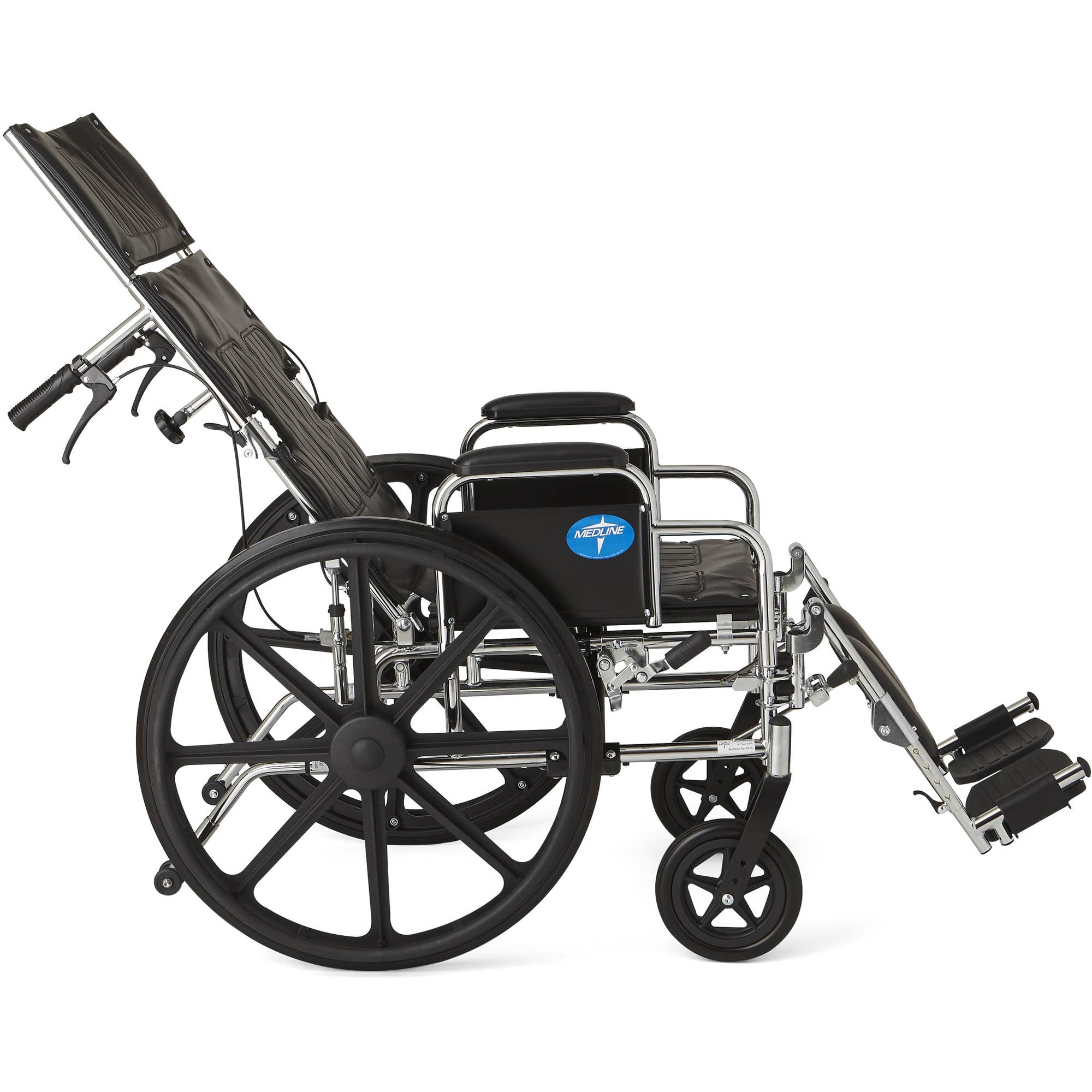 Medline Excel Reclining Wheelchair with 20" Wide Seat, Desk-Length Removable Arms, Elevating Leg Rests