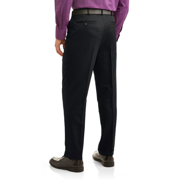 George men's pleated cuffed microfiber shop dress pant with adjustable waistband